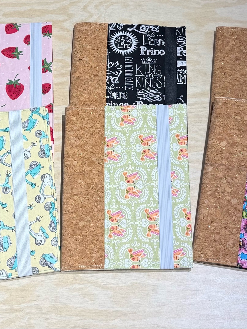Cork and Floral Patterned Notebook with Elastic Closure